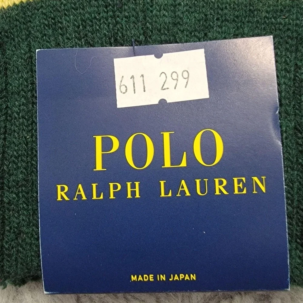 Polo Ralph Lauren Wool Socks Mens 10-13 Green Rugby Stripe Dress Mid Calf Japan